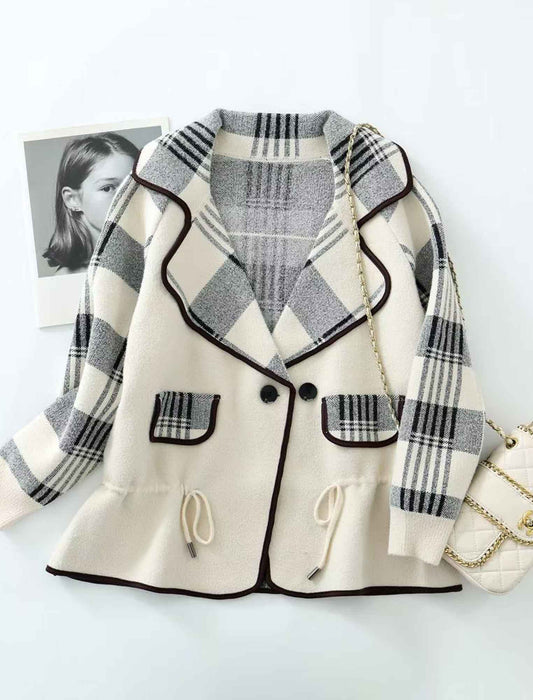 【近日入荷】配色チェックパイピングジャケット　※2月上旬入荷