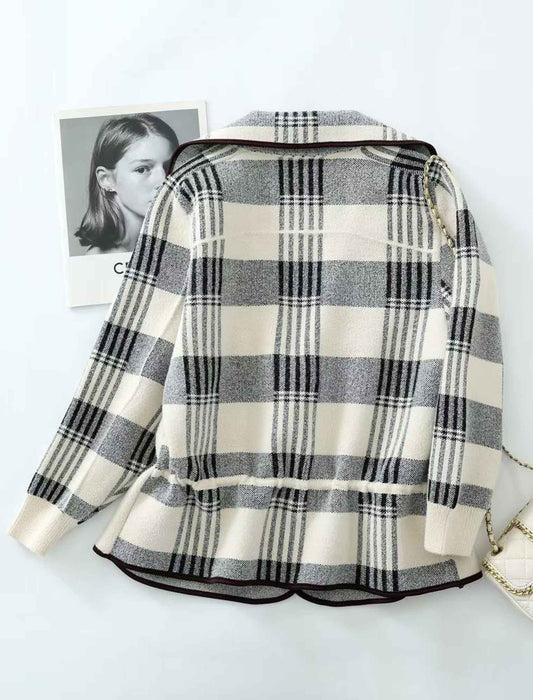 【近日入荷】配色チェックパイピングジャケット　※2月上旬入荷