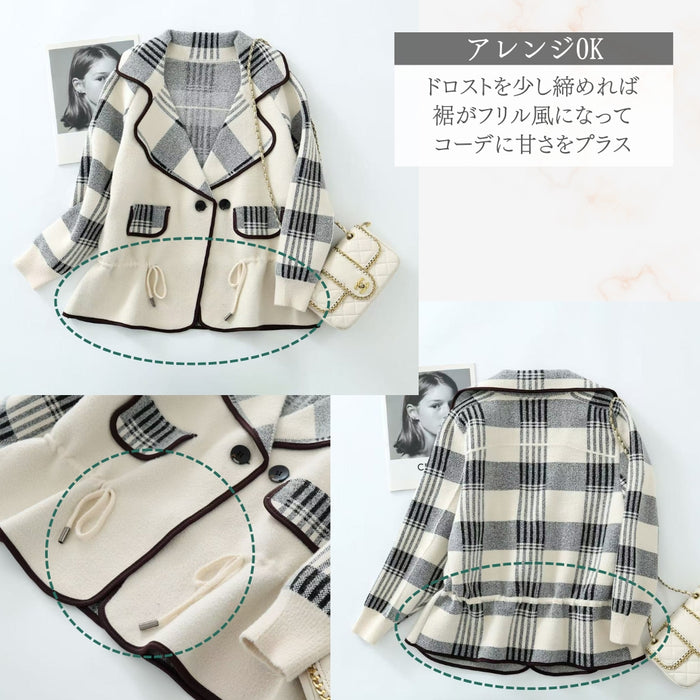 【近日入荷】配色チェックパイピングジャケット　※2月上旬入荷