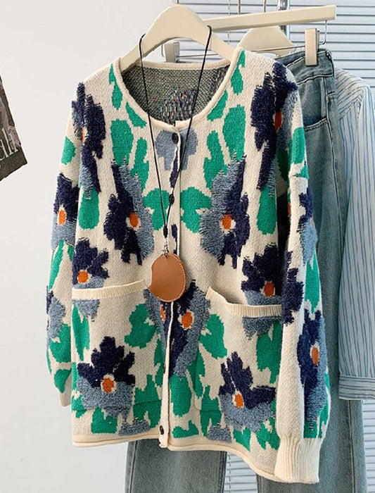 北欧フラワージャカードカーディガン