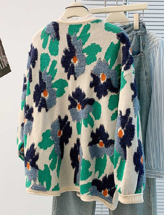 北欧フラワージャカードカーディガン