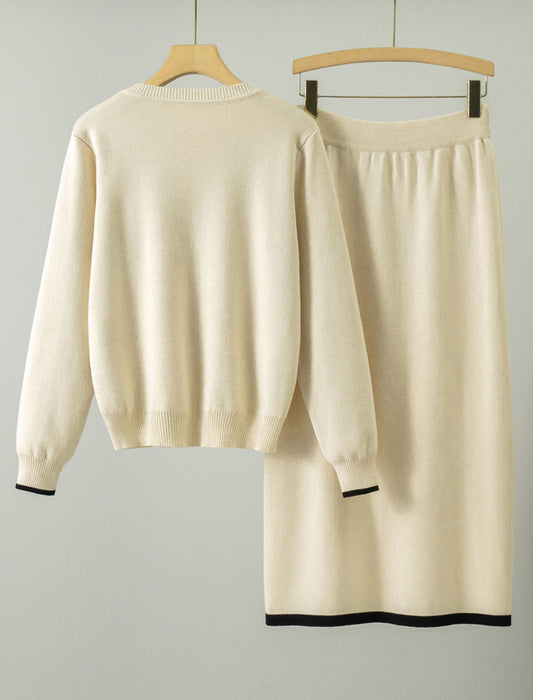 ラインアートフラワーニットセットアップ