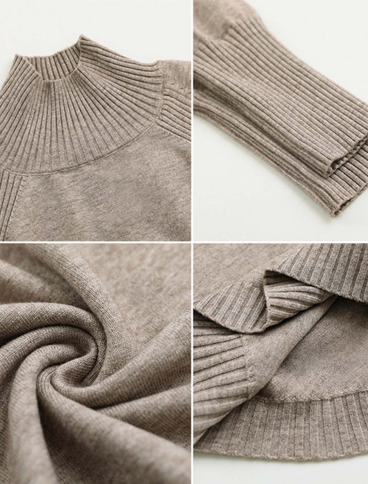 【近日入荷】ラウンドヘムハイネックヤク風ニット※モカは1月中旬入荷予定