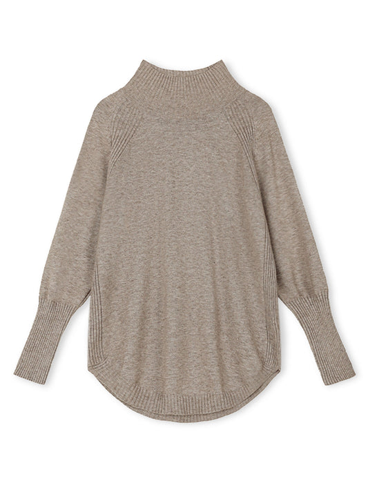 【近日入荷】ラウンドヘムハイネックヤク風ニット※モカは1月中旬入荷予定