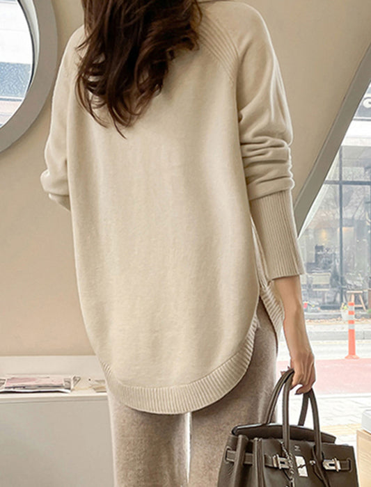 【近日入荷】ラウンドヘムハイネックヤク風ニット※モカは1月中旬入荷予定