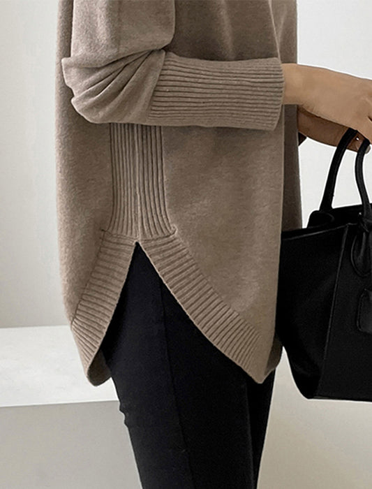 【近日入荷】ラウンドヘムハイネックヤク風ニット※モカは1月中旬入荷予定