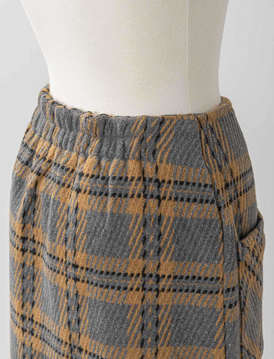 チェック柄フロントジップタイトスカート