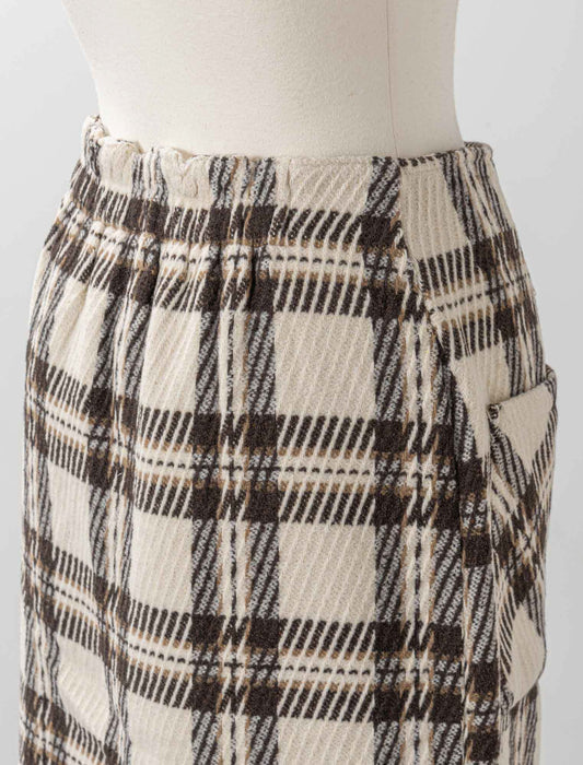 チェック柄フロントジップタイトスカート
