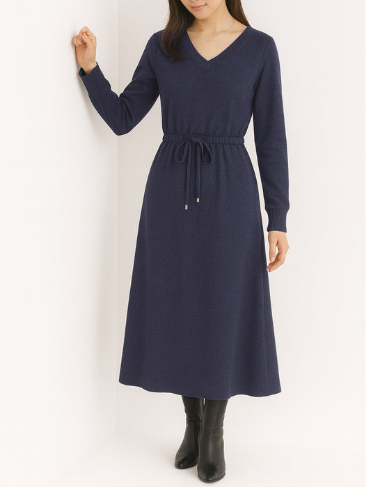 ウエストドロストニットワンピース