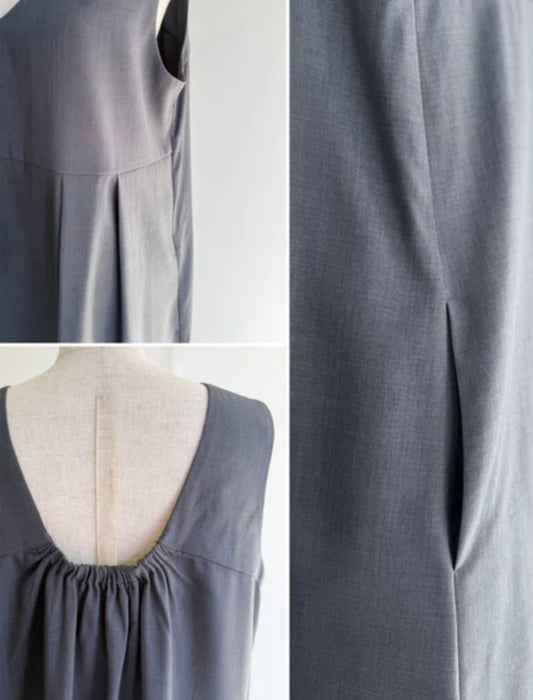 ゆったりVネックタックジャンパースカート