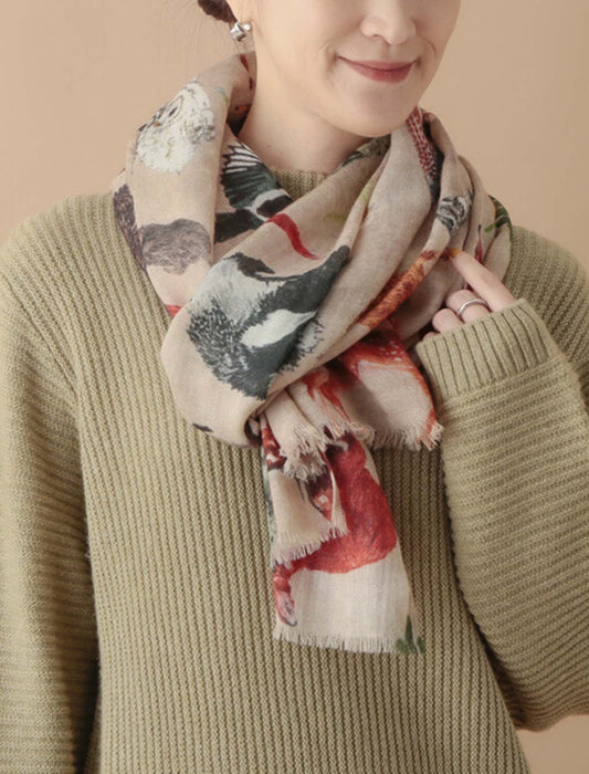 ウールシルク アニマルショール