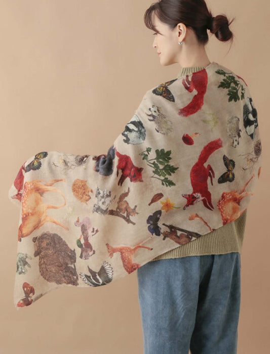 ウールシルク アニマルショール