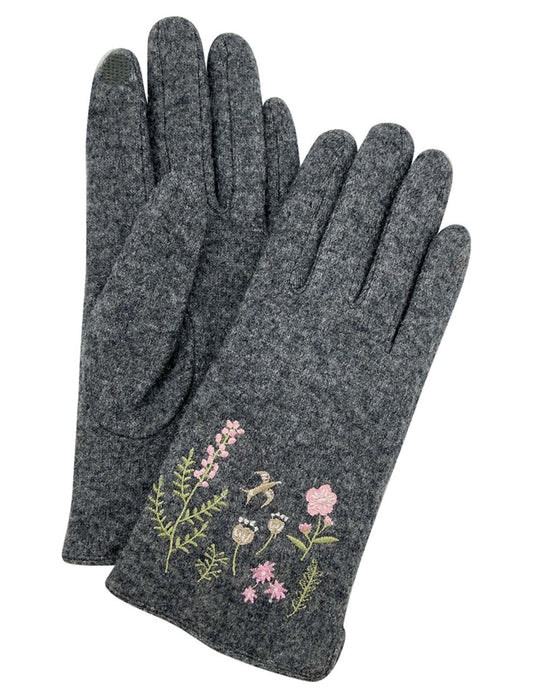 スマホ対応フラワー刺繍グローブ
