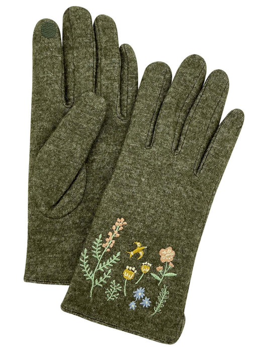 スマホ対応フラワー刺繍グローブ