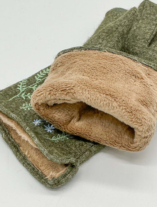 スマホ対応フラワー刺繍グローブ