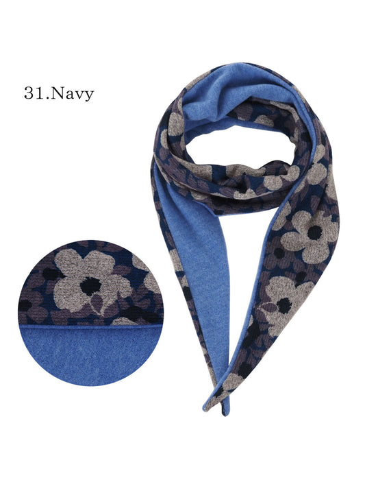 リバーシブルポップフラワー柄三角マフラー