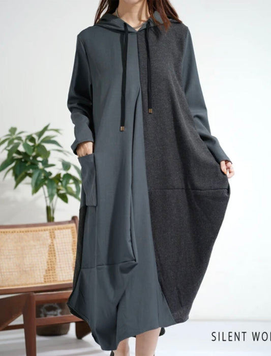 ヘリンボーン切替変形パーカーワンピース