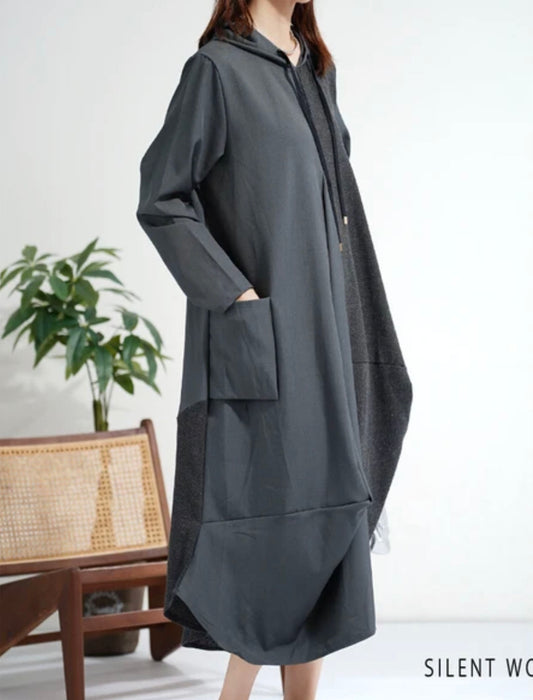 ヘリンボーン切替変形パーカーワンピース