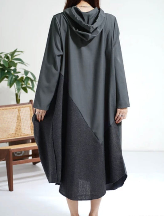 ヘリンボーン切替変形パーカーワンピース