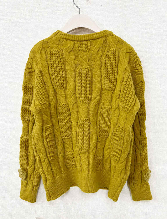 【近日入荷】立体編みデザイン ニットプルオーバー　※イエローは2月上旬入荷