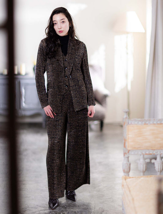 ＜SPECCHIO＞シャトルプリーツ　ワイドパンツ