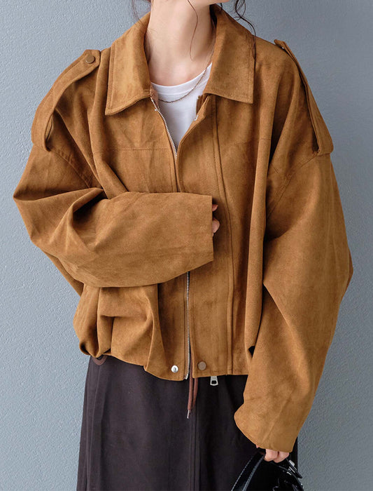 ステンカラースエードブルゾン