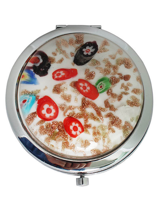 ベネチアンガラス風のコンパクトミラー 拡大鏡