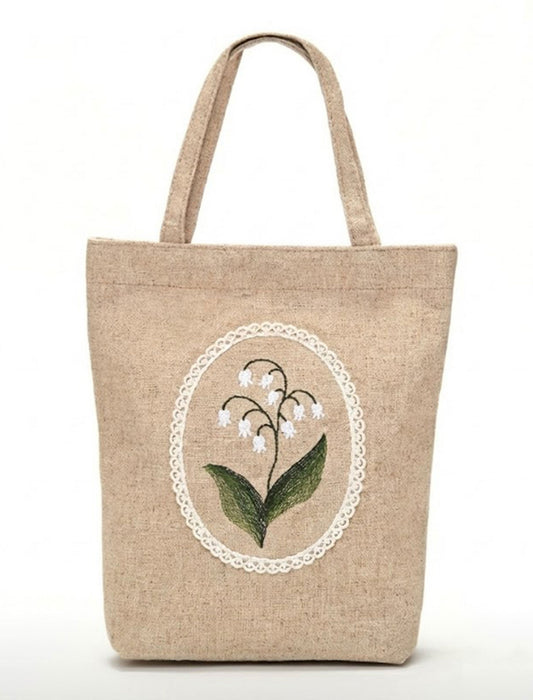 すずらんのオーバル刺繍 ミニトートバッグ