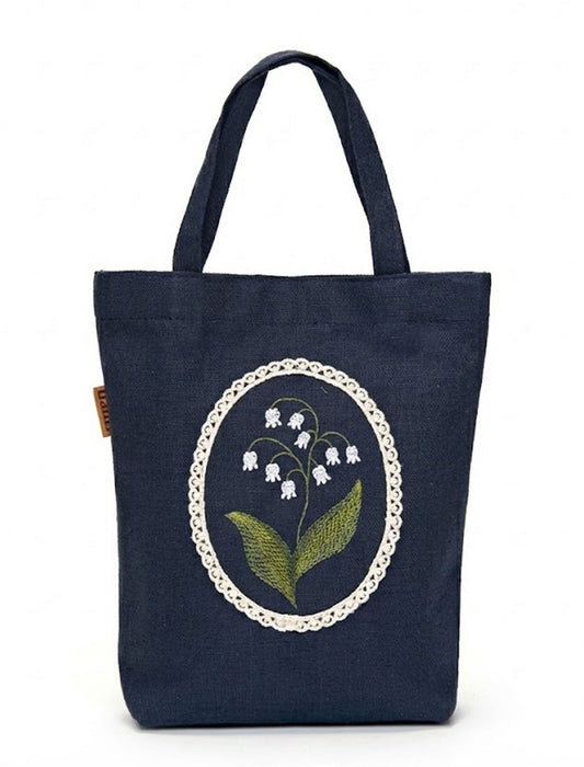 すずらんのオーバル刺繍 ミニトートバッグ
