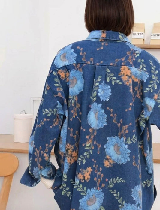 ビッグフラワー・ルーズデニムブルゾン