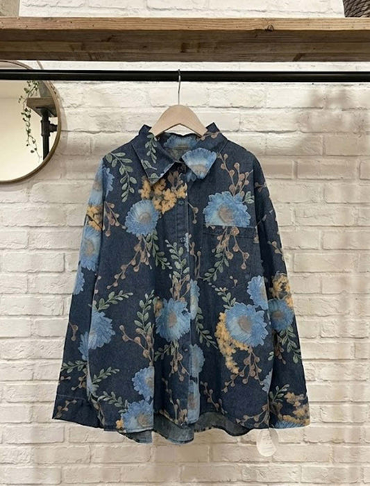 ビッグフラワー・ルーズデニムブルゾン