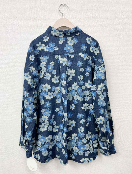 総柄フラワー・ルーズデニムブルゾン