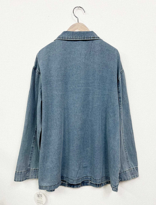 フロントピンタック・デザイニングデニムシャツ