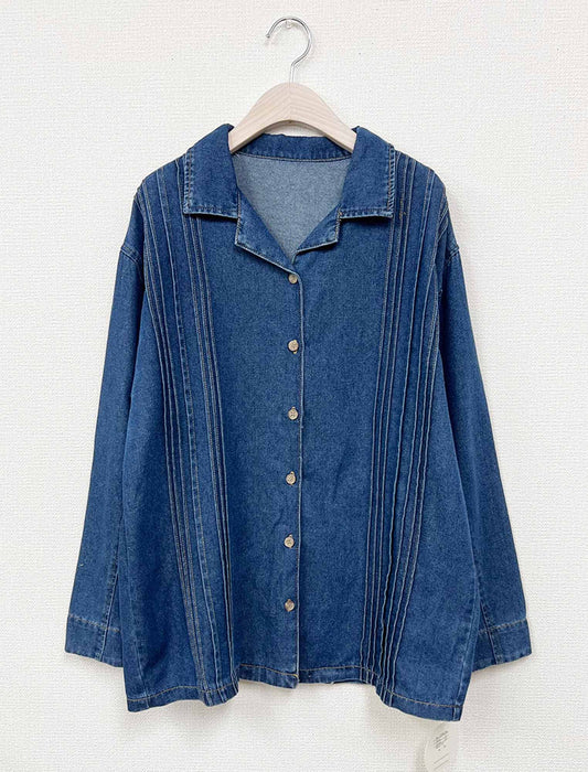フロントピンタック・デザイニングデニムシャツ