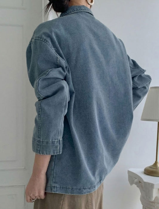 フロントピンタック・デザイニングデニムシャツ