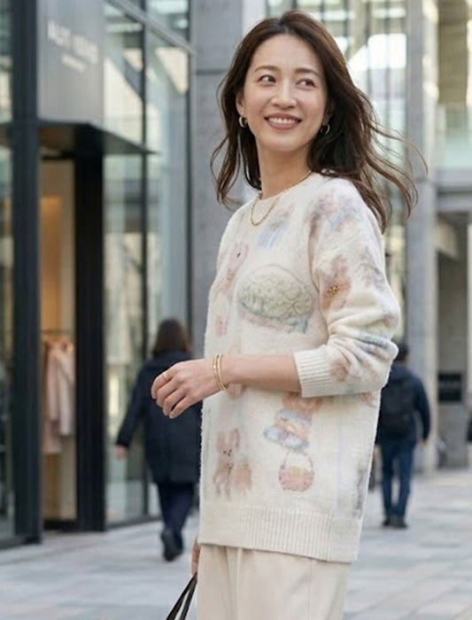 うさぎモチーフ ニットプルオーバー