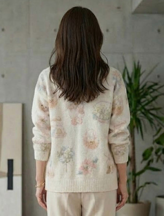 うさぎモチーフ ニットプルオーバー