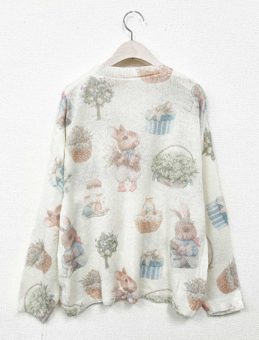 うさぎモチーフ ニットプルオーバー