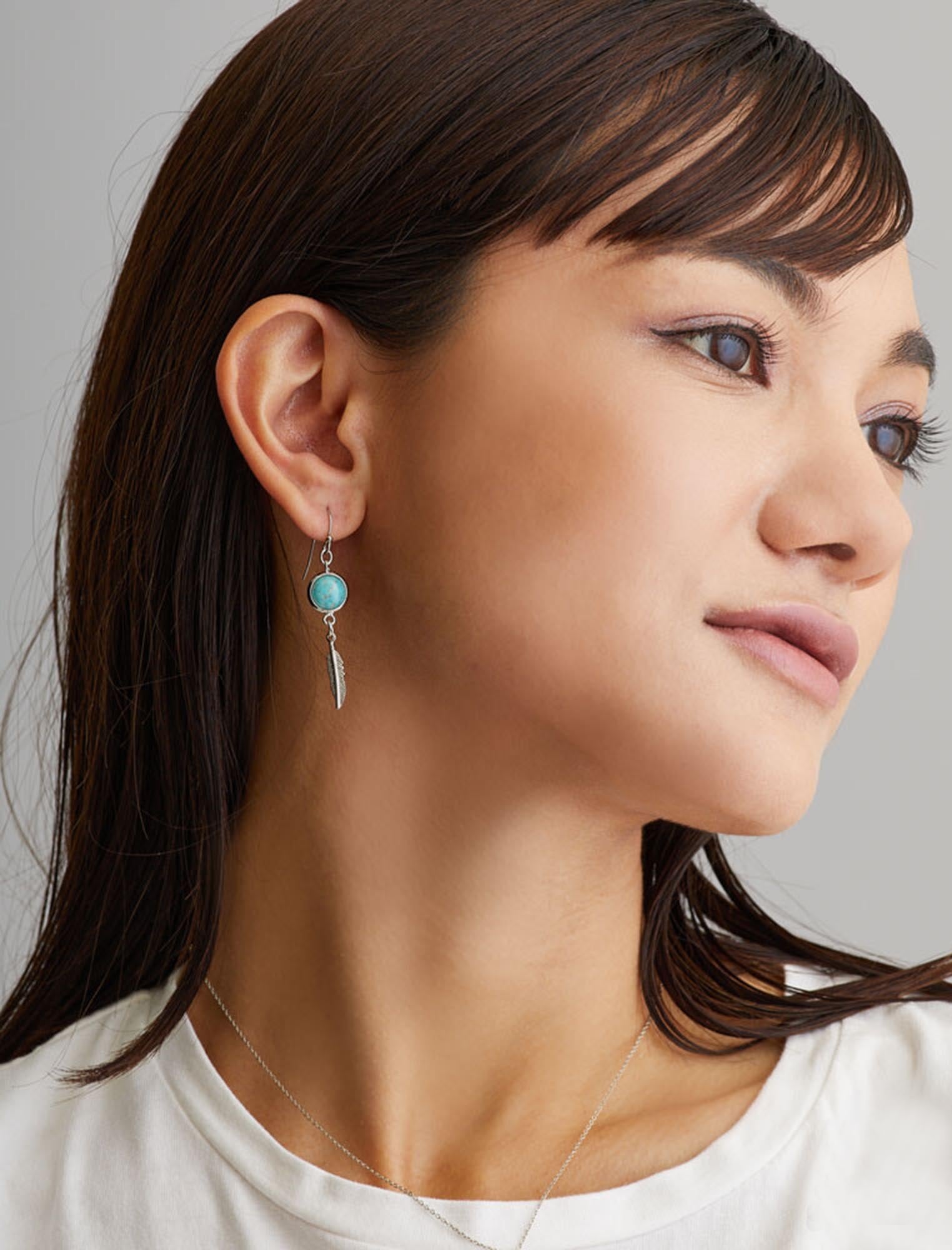 日本製ターコイズビーズフェザーピアス | Northmall（ノースモール