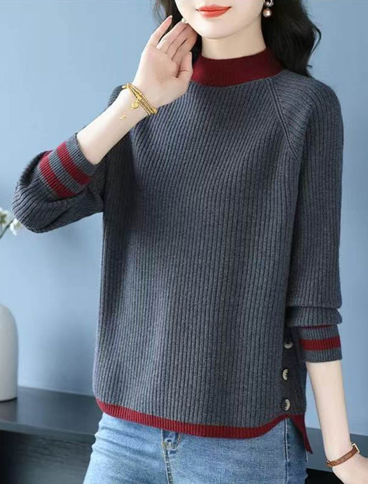 バイカラー配色リブニット