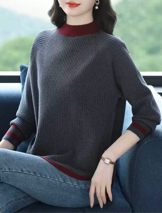 バイカラー配色リブニット