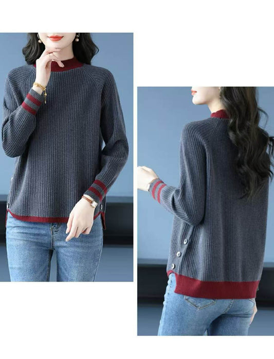 バイカラー配色リブニット