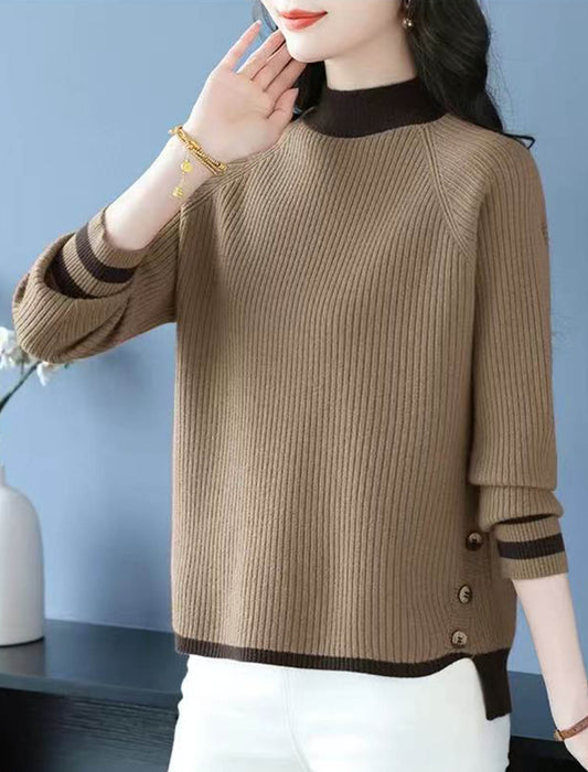 バイカラー配色リブニット