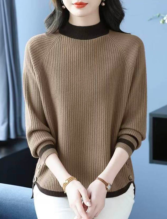 バイカラー配色リブニット