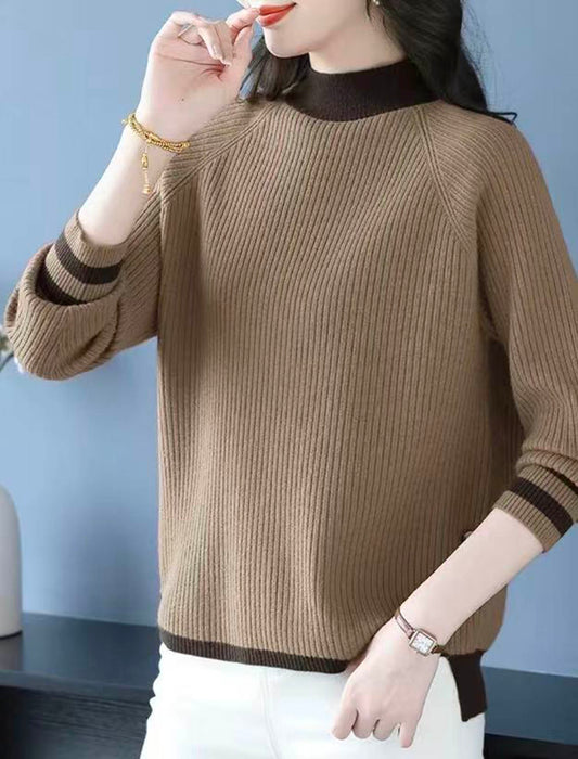 バイカラー配色リブニット