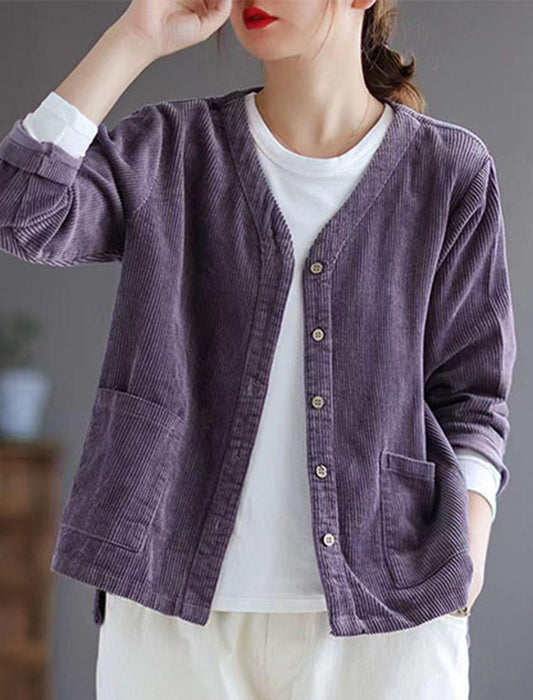 【近日入荷】ノーカラーカラーコーデュロイショートジャケット※2月上旬入荷予定