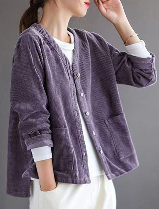 【近日入荷】ノーカラーカラーコーデュロイショートジャケット※2月上旬入荷予定