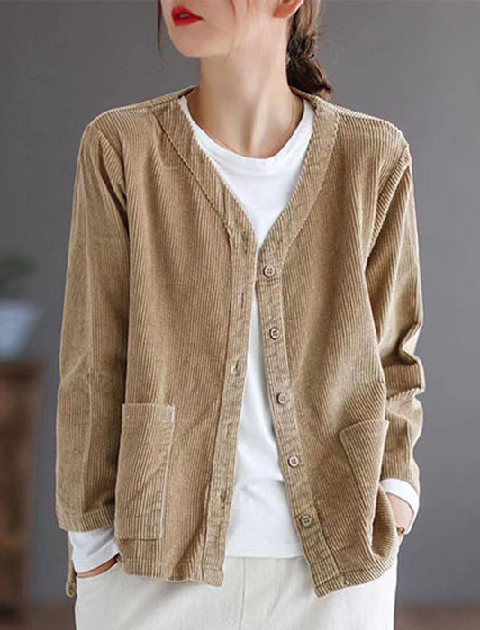 【近日入荷】ノーカラーカラーコーデュロイショートジャケット※2月上旬入荷予定