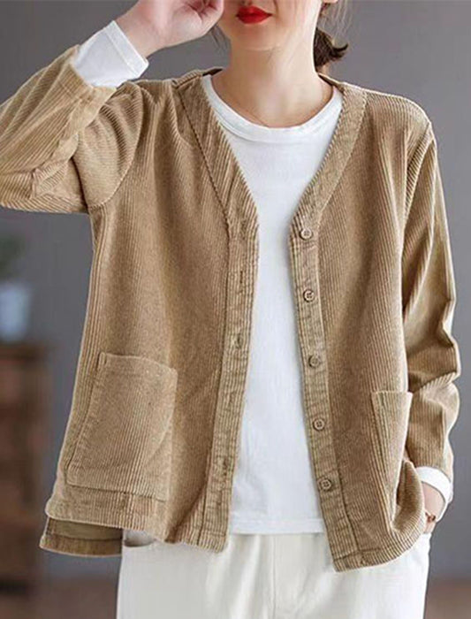 【近日入荷】ノーカラーカラーコーデュロイショートジャケット※2月上旬入荷予定