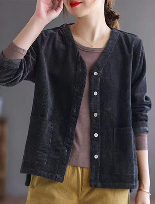 【近日入荷】ノーカラーカラーコーデュロイショートジャケット※2月上旬入荷予定